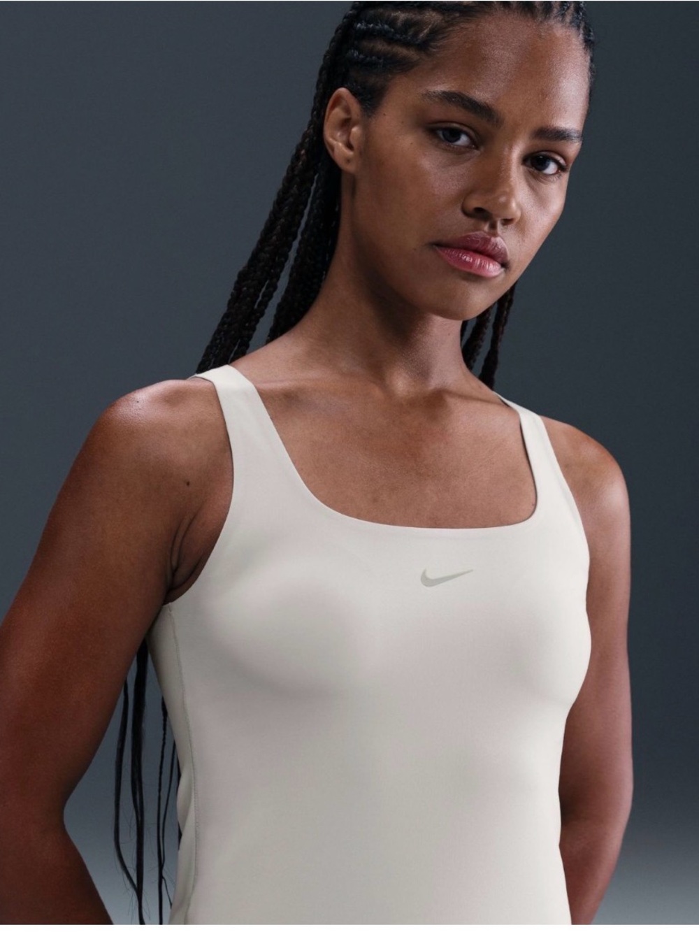 Nike Form stealth evaporation Cream Square Neck Athletic Tank
